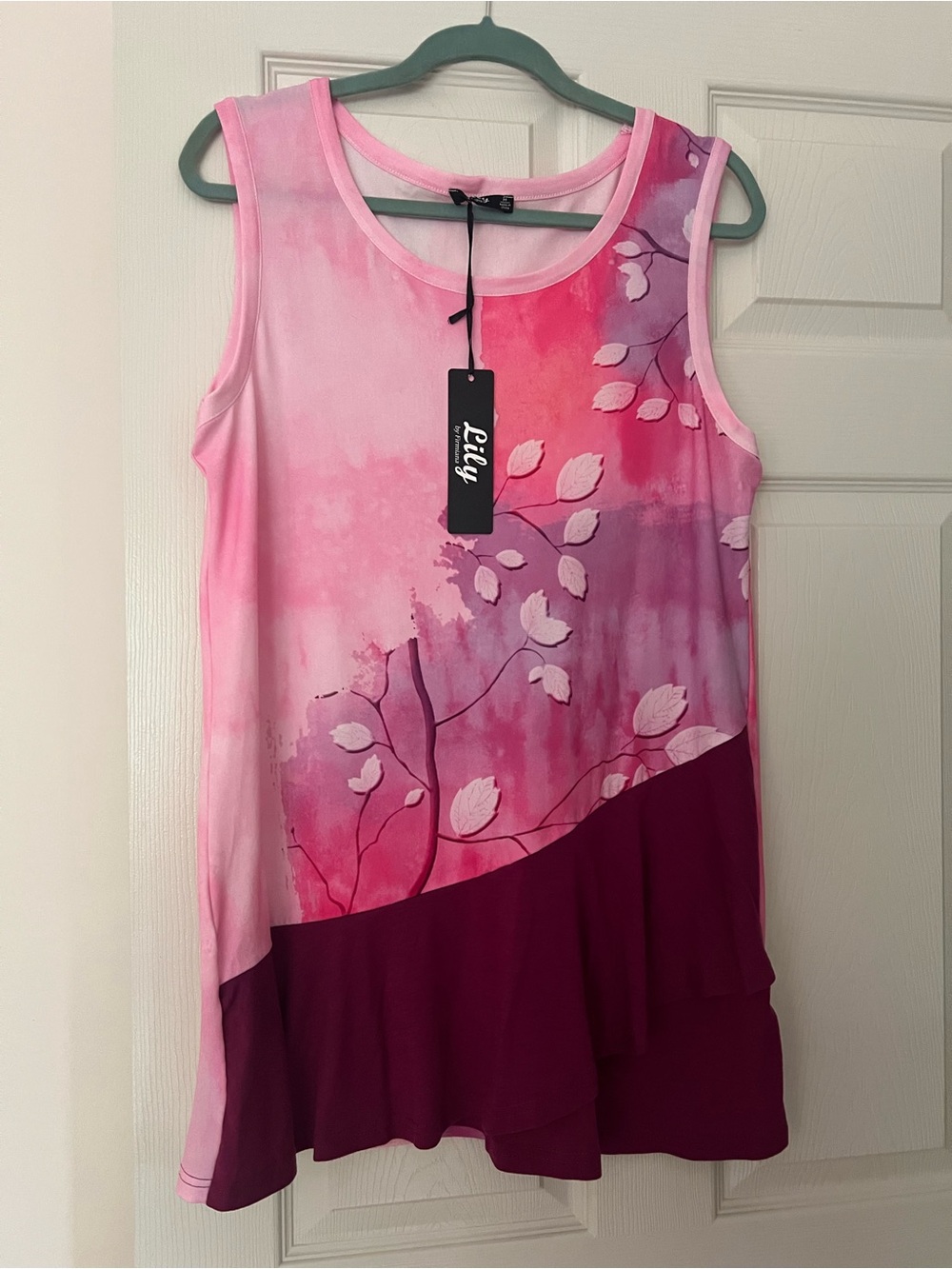 Lily Pink to Berry Floral Tiered Ruffle Tank